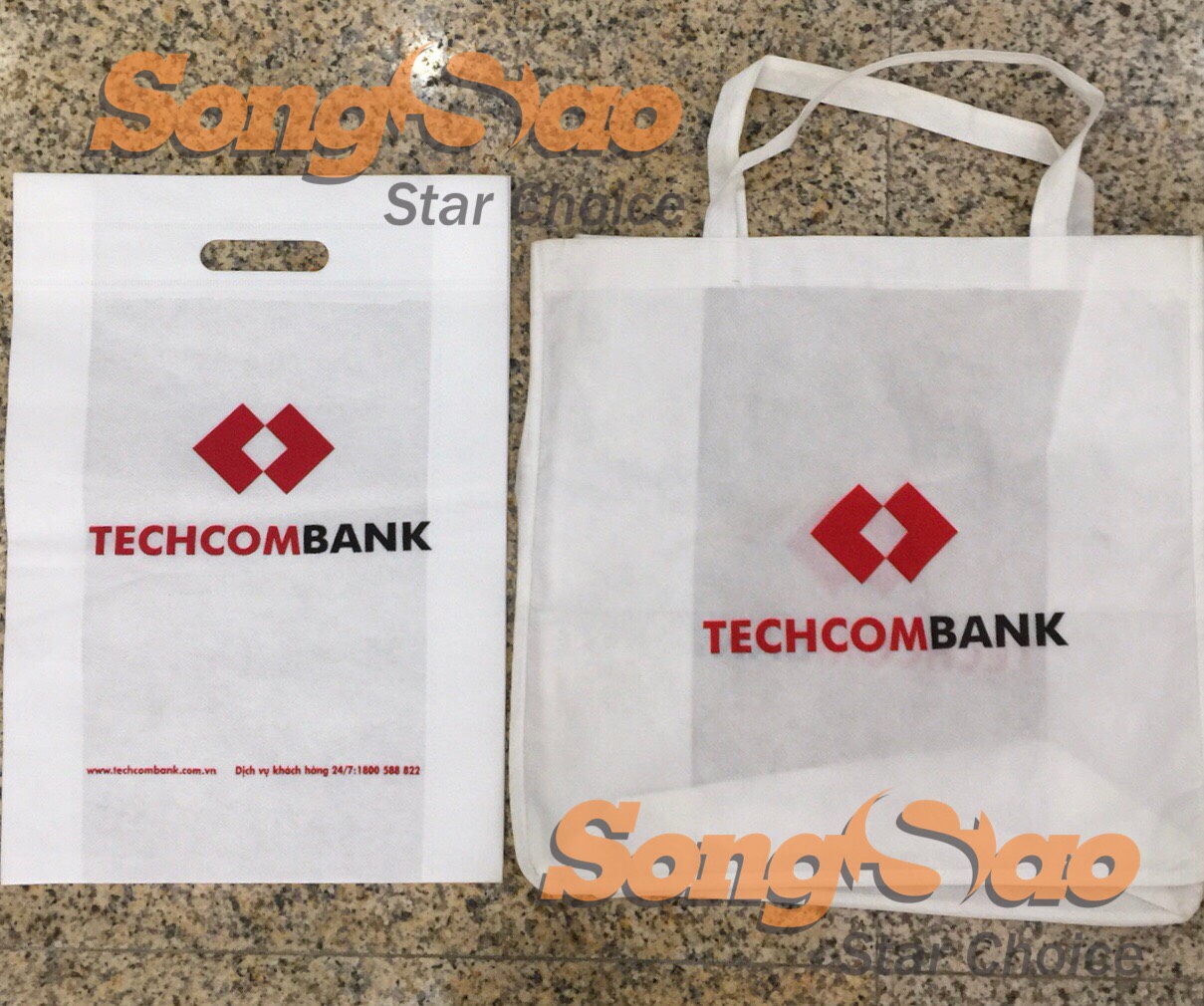 Túi vải không dệt in Techcombank (dạng may)
